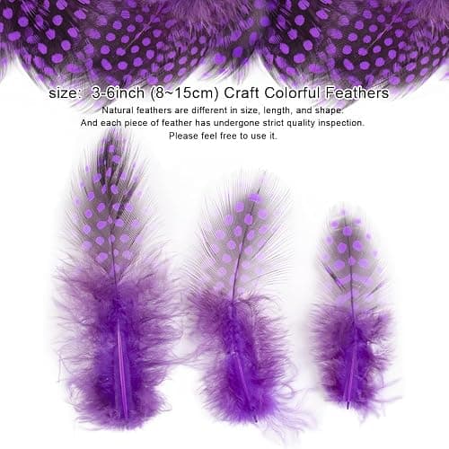 50pcs 3-6 Inches Purple Colorful Spotted Feathers for Craft Jewelry and Clothing Decoration and Dream Catcher thumbnail 2