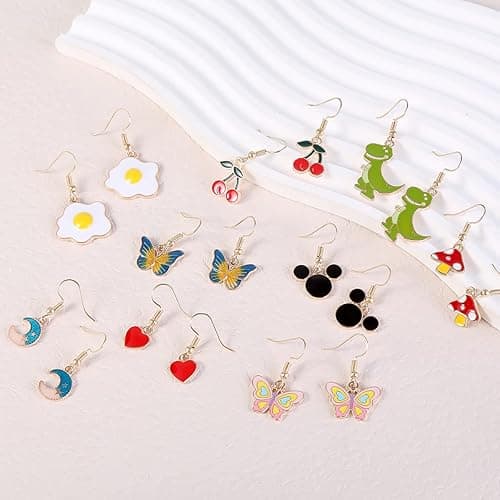 36 Pairs Cute Weird Fun Earrings for Teen Girls Unique Funky Cool Dangle Earrings Set for Wome - 36p-multicolor-A thumbnail 5