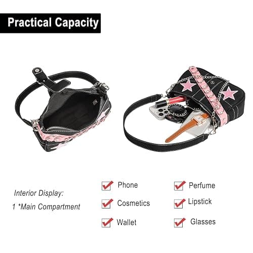 Ecohaso Grunge Shoulder Bag Fairy Grunge Hobo Bag Denim Chain Y2K Purses Crossbody Bag for Women thumbnail 3