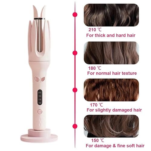 Automatic Curler, Professional Auto-Rotating Curling Iron with LCD Screen 28mm for Barrel Rotating Curling Wand 4 Temps & 15s Timer, Fast Heating Hair Styling Tool(Updated Version Pink) thumbnail 3