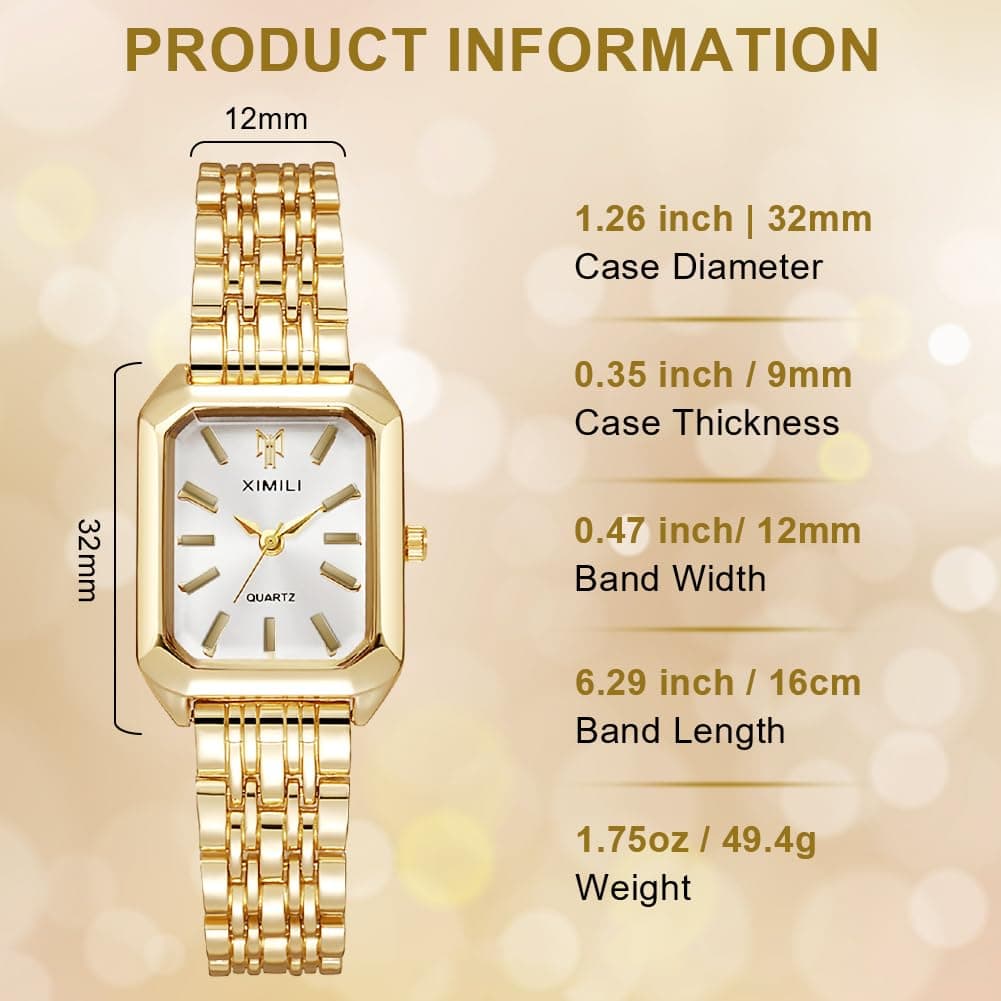 OFFCUP Women's Rectangular Analogue Quartz Watch with Stainless Steel Bracelet Watches Ladies Small Simple Vintage Classic Wrist Watch Casual Quartz Watch Dress Watch 3 Hands thumbnail 2