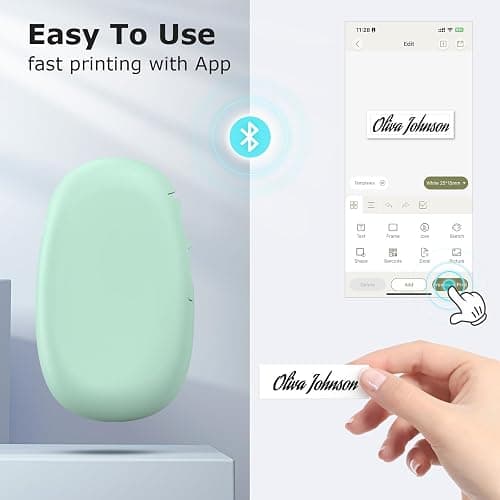 SUPVAN E10 Bluetooth Label Maker Machine with 3 Tapes, Continuous Waterproof Label, Versatile App with 35 Fonts and 1k+ Icons, Inkless Labeler for Home, Kitchen, School, Office Organization, Green - Green - Machine + 3 Tapes thumbnail 3