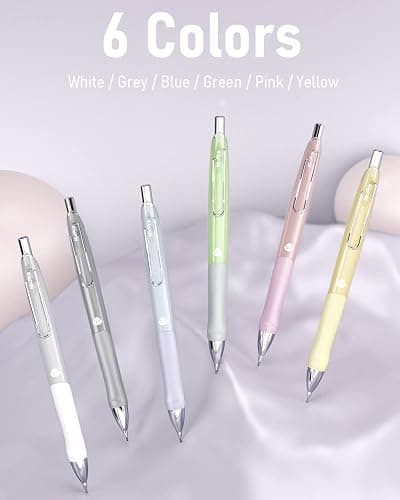 Nicpro 6PCS Pastel Mechanical Pencil Set 0.7 mm, Cute Mechanical Pencils with Comfort Grip with 12 Tubes HB Lead Refill, 3 Eraser, 9 Eraser Refills for Student Writing, Drawing, Sketching- with Case thumbnail 2