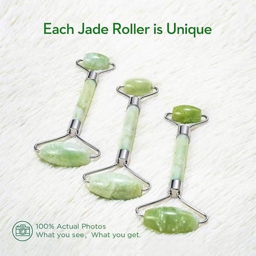 kimkoo Jade Roller and Gua Sha for Face-3 in 1 Kit with Facial Massager Tool,100% Real Natural Jade Stone Anti Aging,Face Beauty Set for Eye Anti-Wrinkle thumbnail 4