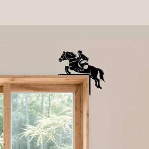CUTHOLLOW Equestrian Rider Door Topper Sign Metal Wall Art Decor | 9.8"x9.8" Double-Sided Metal Hanging Sign Door Frame Decor, Door Corner Accent Room Entryway & Home Housewarming Decoration thumbnail 6