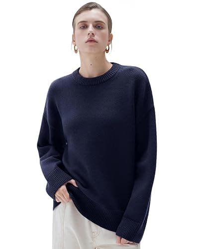 SUUKSESS Women Cashmere Oversized Long Sleeve Pullover Sweater Crew Neck Jumpers - Image 1