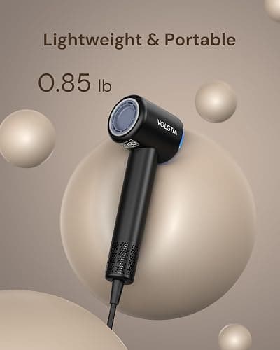 VOLGTIA Hair Dryer Blow Dryer with Diffuser for Curly Hair, 110000 RPM Professional High Speed Hairdryer with Negative Ions, 1400W Blow Dryer with 6.5 Ft Cord Fast Drying for Women Men thumbnail 6