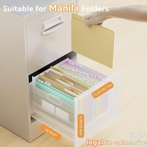 ThinkTex 26 Pockets Accordion File Organizer, Upright & Open Top, A-Z Colorful Tabs, Larger Capacity Expanding File Folder, Letter/A4 Size for School, Home and Office - Green thumbnail 6