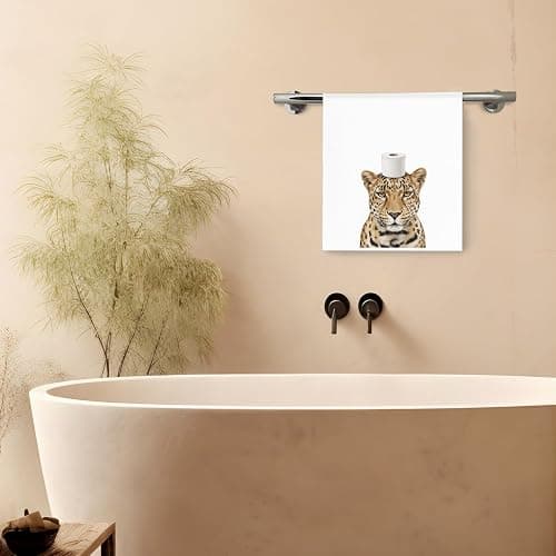 Trenstise Funny Leopard Bathroom Decor Hand Towels - Leopard Towels for Bathroom,Humorous Toilet Paper Cheetah Decorative Hand Towels for Bathroom Washroom Restroom, 16x24 Inch Set of 2 thumbnail 5
