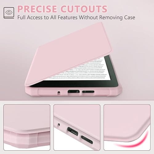 FUWANG Case for All-New Kindle 6 inch 2024 and 2022 Releases (11th Generation) - PU Leather Slim Lightweight Cover with Auto Wake/Sleep Case for Kindle 6 Inch 11th Gen, Pink thumbnail 4