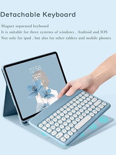 HENGHUI Keyboard Case for iPad mini 7 A17 Pro 2024/ iPad mini 6 2021 8.3 inch Keyboard Case Cute Round Key Color Keyboard Wireless Detachable BT Keyboard Cover,Yellow thumbnail 2