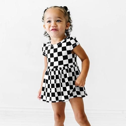 Little Sleepies Cap Sleeve Skater Toddler Bodysuit Dress for Girls - Viscose from Bamboo Girl Dress w/Pockets & Diaper Cover thumbnail 4