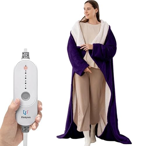 Kozyus Wearable Heated Blanket with Foot Pocket & Sleeves, Electric Blanket Heated Robe for Women & Men, 5 Heat Settings, 3H Auto-Off, Machine Washable, ETL Certified, Gift-Ready, 50x70 inches, Purple - Image 1