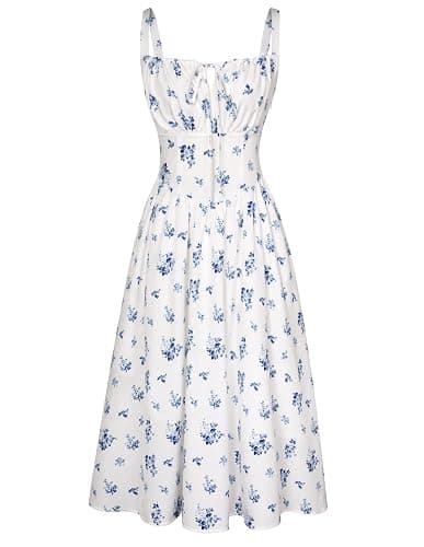 SCARLET DARKNESS Women's Floral Midi Dress Corset Sundresses 2026 Summer Spring Vacation Milkmaid Dresses - Image 1