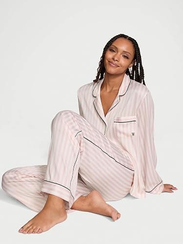Victoria's Secret Satin Pajama Set, Long Sleeve Button Down Shirt & Pants, Sleepwear for Women (XS-XXL) thumbnail 2
