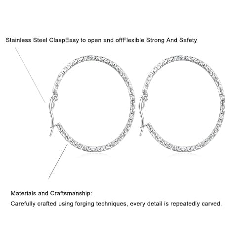 AmourLink® 25/35/55mm Textured Gold Silver Hoop Earrings for Women, Stylish Round Loop Earrings, Hypoallergenic Daily Wear Jewelry thumbnail 5