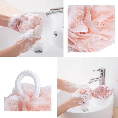 LISSOMPLUME Bath Shower Sponge Loofah Mesh Pouf Brush Ball Exfoliating Accessory thumbnail 6