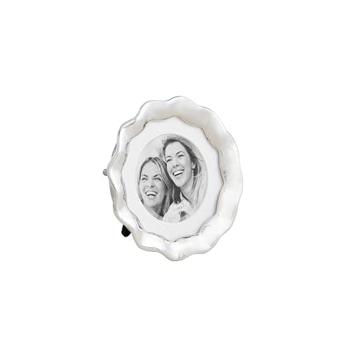 Mud Pie Round Wavy Metal Mini Frame; 5" Dia - Image 1
