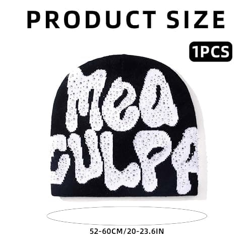GFLPO MEA Culpa Beanie Y2k Beanie Women Beanies Y2k Hat Graphic Beanies Winter Hat Knit Skull Cap Knitted Cap Y2k Accessories thumbnail 2
