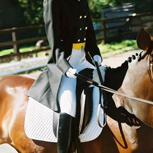 Woolous Dressage Saddle Pad, English Saddle Pad with Sheepskin Trim, Lambskin Wool Fleece Lining, Square Saddle Pad for Equestrian Riding, Comfortable & Shock Absorbing thumbnail 9