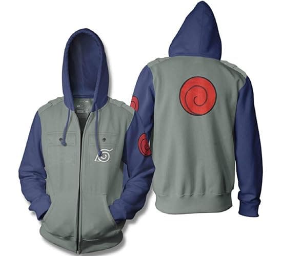 Ripple Junction Naruto Shippuden Men's Authentic Full Zip Hooded Sweatshirt w/Chest Pockets Epaulettes Officially Licensed - Image 1