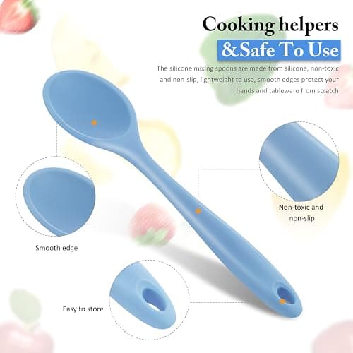 Shappy 4 Pieces Silicone Mixing Spoon Spatula Scrapers for Cooking, 10.6 Inch Heat Resistant Large Non Stick Basting Utensil for Mixing, Baking, Serving and Stirring(Spoon,Fashionable Color) - Fashionable Color - Spoon thumbnail 4