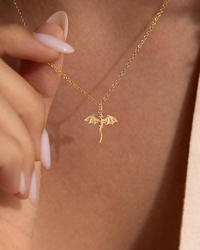 BSGRL Dainty Necklace- Moon Star Softball Bat Cross Bow Cowboy Boot Evil Eye Starfish Sun Infinity Fish Necklace for Women 14K Gold/White Gold Plated thumbnail 3
