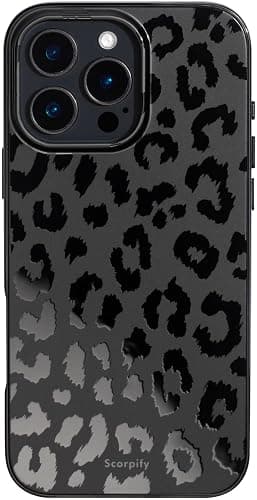 SCORPIFY for iPhone 16 Pro Case [Compatible with MagSafe] with Matte Black Leopard Cheetah Print Design, Cute Magnetic Phone Cover for Women Girls and Men, Slim Bumper with Stylish Pattern - Image 1