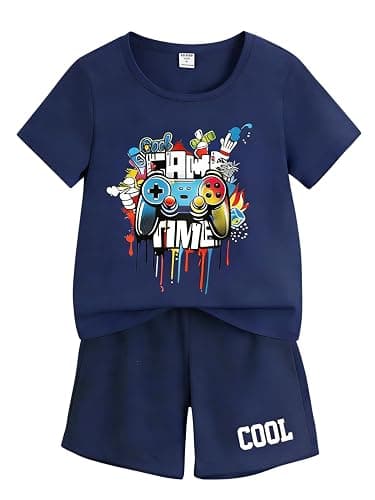 Cakaner Tween Boys Summer Clothes 2 Piece Short Sleeve Graphic T-Shirt and Shorts Casual Outfit Set Size 7-14 - Image 1