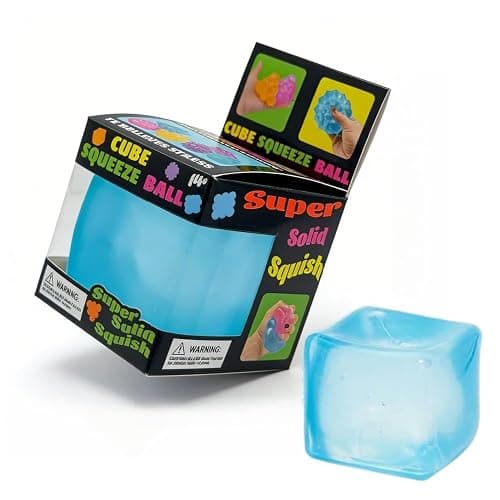 Soft Rubber Squeeze Toys, Exquisite Cube, Cooling Cube Toy, Stress-Relief Toy,Squeeze Cube Balls for Children and Adults to Relieve Anxiety and Stress; Exquisite Cube Ball Set (with Box) – Blue - Image 1