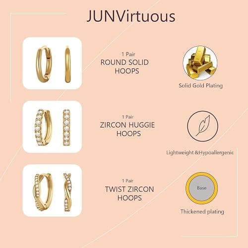 JUNVirtuous 925 Sterling Silver Hoop Earrings for Women Hypoallergenic Silver Small Huggie Hoop Earrings for Women Stack Sets for Multiple Piercing Trendy Jewelry aretes de plata 925 para mujer thumbnail 5