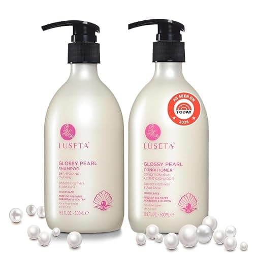 Luseta Glossy Pearl Shampoo and Conditioner Set Smooth & Moisturize, Add Shine and Helps Tame Frizz,Hydrating for Damaged Hair, Detangle,Nourish Strands, Sulfate Free,16.9oz*2 - Image 1