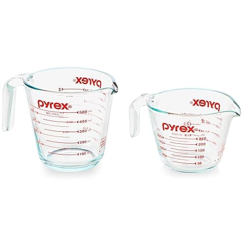 Pyrex Essentials (2-Pack) Glass Measuring Cups Set, (1 & 2 Cup) Measuring Cups For Prepping, Baking and Cooking, Preheated Oven, Dishwasher, Freezer, and Microwave Safe