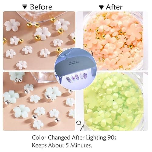 3D Flower Nail Charms, 2 Boxes 3D Acrylic Flower Nail Art Charms and Gems White Pink Mixed Cherry Blossom Spring Rhinestones Acrylic Nail Supplies with Pearls Manicure DIY Nail Decorations thumbnail 6