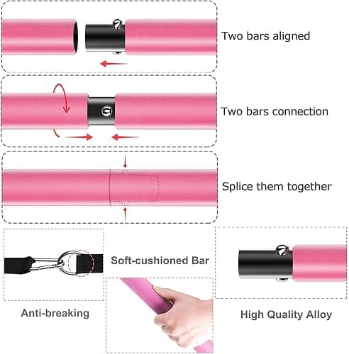 Bbtops Pilates Bar Kit with Resistance Bands,Pilates Bar with Stackable Bands Workout Equipment for Legs,Hip,Waist and Arm,Exercise Fitness Equipment for Women & Men Home Gym Yoga Pilates thumbnail 9