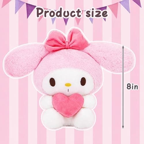 COAQAC 8-inch Kawaii Heart-Shaped Plush Pillow - Soft Cartoon Stuffed Plush Toy, Perfect for Boys and Girls' Birthdays, Holidays, Anniversaries, and Party Gifts (Pink-B) thumbnail 2