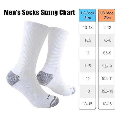 JOYNÉE Mens Athletic Crew Socks 5/10 Pairs Lightweight Cushioned Breathable Work Running Socks thumbnail 6