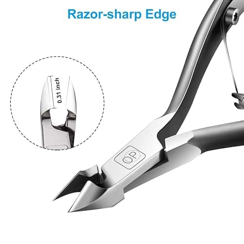 Cuticle Trimmer 3/4 Jaw Extremely Sharp Cuticle Nippers Scissors Stainless Steel Clippers Cutter Remover Pedicure Manicure Nail Tool, opove X7, Space Gray thumbnail 2