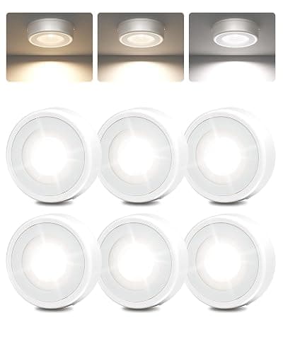 EZVALO LED Puck Lights, Rechargeable Sitck On Tap Lights, Wireless Closet Light, 3 Color Temps, Under Cabinet Lights, 2.5'' Mini Touch Light, Ideal for Kitchen,Closet,Pantry,Shelves,Camper(6 Pack) | Wireless, Rechargeable, Touch Light, Under Cabinet Lights, Stick On, Closet Light, Mini, Kitchen, Pantry, Shelves - Image 1