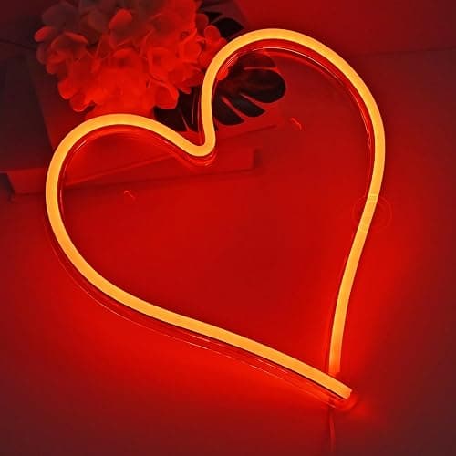 Britrio LED Neon Light Sign, 13.4”x12.6” Heart Shape Neon Sign Wall Hanging Sign Wall Art for Bar Bedroom Living Room Kid’s Room Party,Home Decor Neon Night Light USB Powered(Red Heart) thumbnail 6