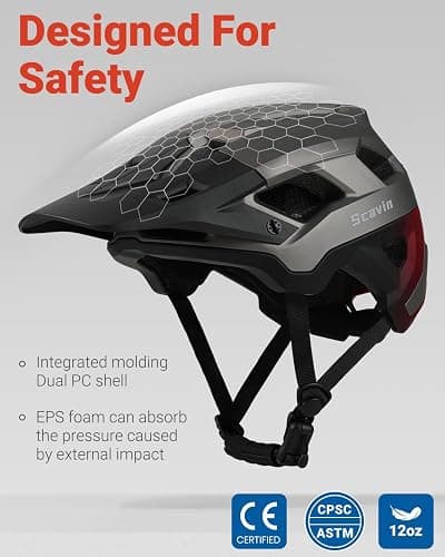 Bike Helmet for Adult, Moutain Road Bicyle Helmet Certified Adjustable MTB Cycling Helmet with Removable Visor and EPS Foam Interior thumbnail 3