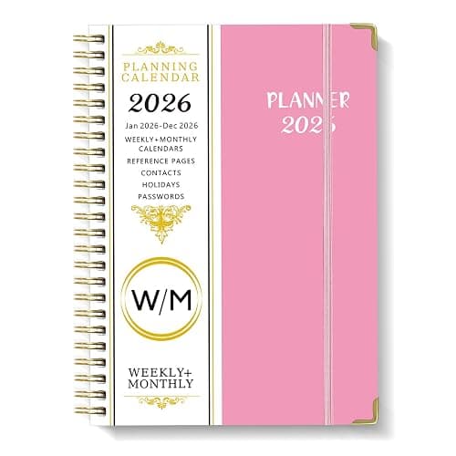 Mistep 2026 Dairy Planner Notebook A5 With Line Pages, Metal Coil Calendar, Weekly Plan, Work Record Schedule, 100G Writing Paper for US(Red notebook) - Image 1