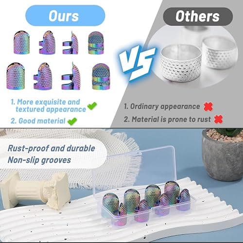 Yizzvb 8 Pcs Sewing Thimbles, 2 Sizes Metal Thimble Sewing Finger Protector | Metal Thimble Dazzle Color Adjustable Metal Sewing Thimble Rings, Sewing Quilting Craft Accessories Diy Sewing Tools thumbnail 4
