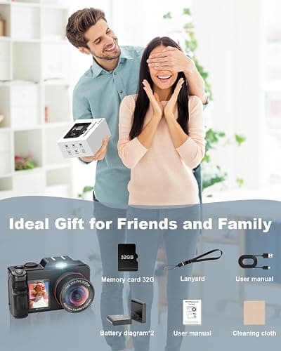 5K Digital Camera for Photography, 80MP 3.5"+2" Dual Screen for Self-Framing 18X Zoom Autofocus Vlogging Camera for YouTube/Content Creators/Travel, Includes 32GB Card + 2 Batteries & Flash, LIYTIFOR thumbnail 9