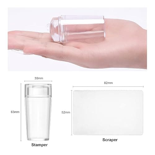 SAGEBIO Nail Art Stamper Clear Silicone Nails Stamping Jelly with Scraper Transparent Visible Body DIY Manicure Nail Art Tool For DIY Nail Decor French Nail Manicure thumbnail 7