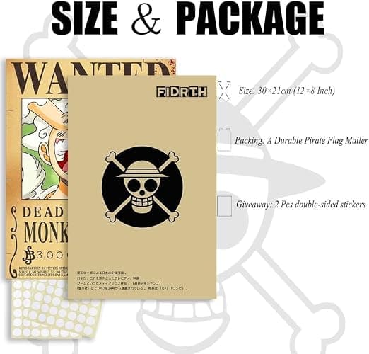 FIDRTH 25PCS Anime [OP] Wanted Posters 30×21cm, New Bounty Edition, Straw Hat Pirates Crew Nika Luffy 3 Billion, Zoro, Sanji, [OP] Anime Gifts(Retro) thumbnail 3
