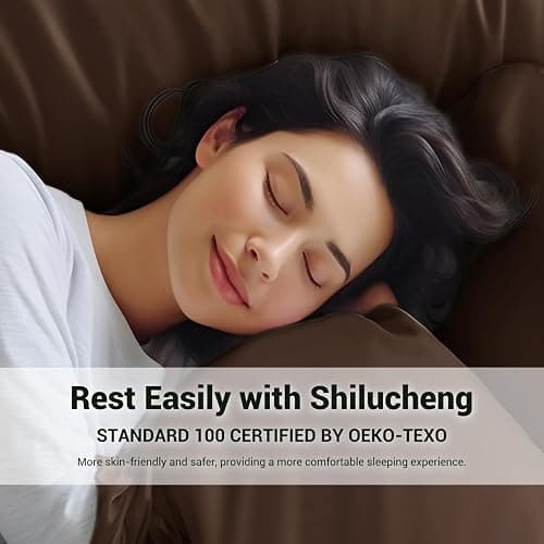 Shilucheng 4 Piece Queen Sheet Sets, Cooling Sheets, Blend Rayon Derived from Bamboo, Deep Pocket Up to 16", Breathable & Soft Bed Sheets, Hotel Silky Bedding Set, Brown thumbnail 3
