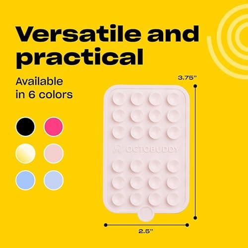 OCTOBUDDY Double - Silicone Double Sided Suction Phone Case Detachable Mount - Hands-Free, Strong Grip Holder for Selfies & Videos - iPhone & Android Compatible - 2.5″ x 3.75″, Chalk Pink thumbnail 6