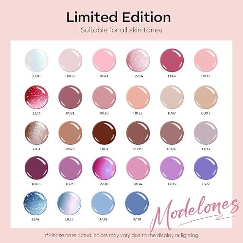 Modelones 32 Pcs Gel Nail Polish Kit, 28 Colors Gel Polish Kit with Glitter Glossy & Matte Top Base Coat Nude Pink Blue Purple Glitter Nails Gifts for Women DIY Salon Home thumbnail 2