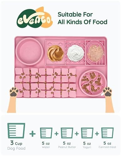 Evenco Slow Feeder Bowl for Dogs and Cats, Silicone Lick Mat & Snuffle Mat with Suction Cups - Interactive Puzzle Feeder, Slow Eating, Keep Busy and Reduce Vomiting (15.75" x 10.5" Pink) thumbnail 4